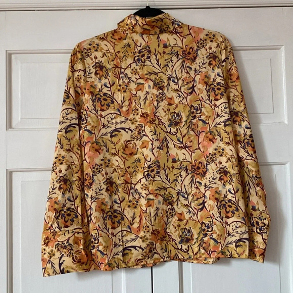 Rachel Zoe Designer Floral‎ Printed Button Up Revolve Blouse Size XS Gold Boho - Picture 9 of 9